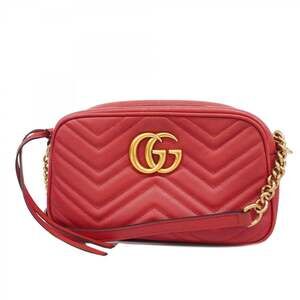 Gucci GG Marmont Shoulder Bag 447632 Leather Red Women's